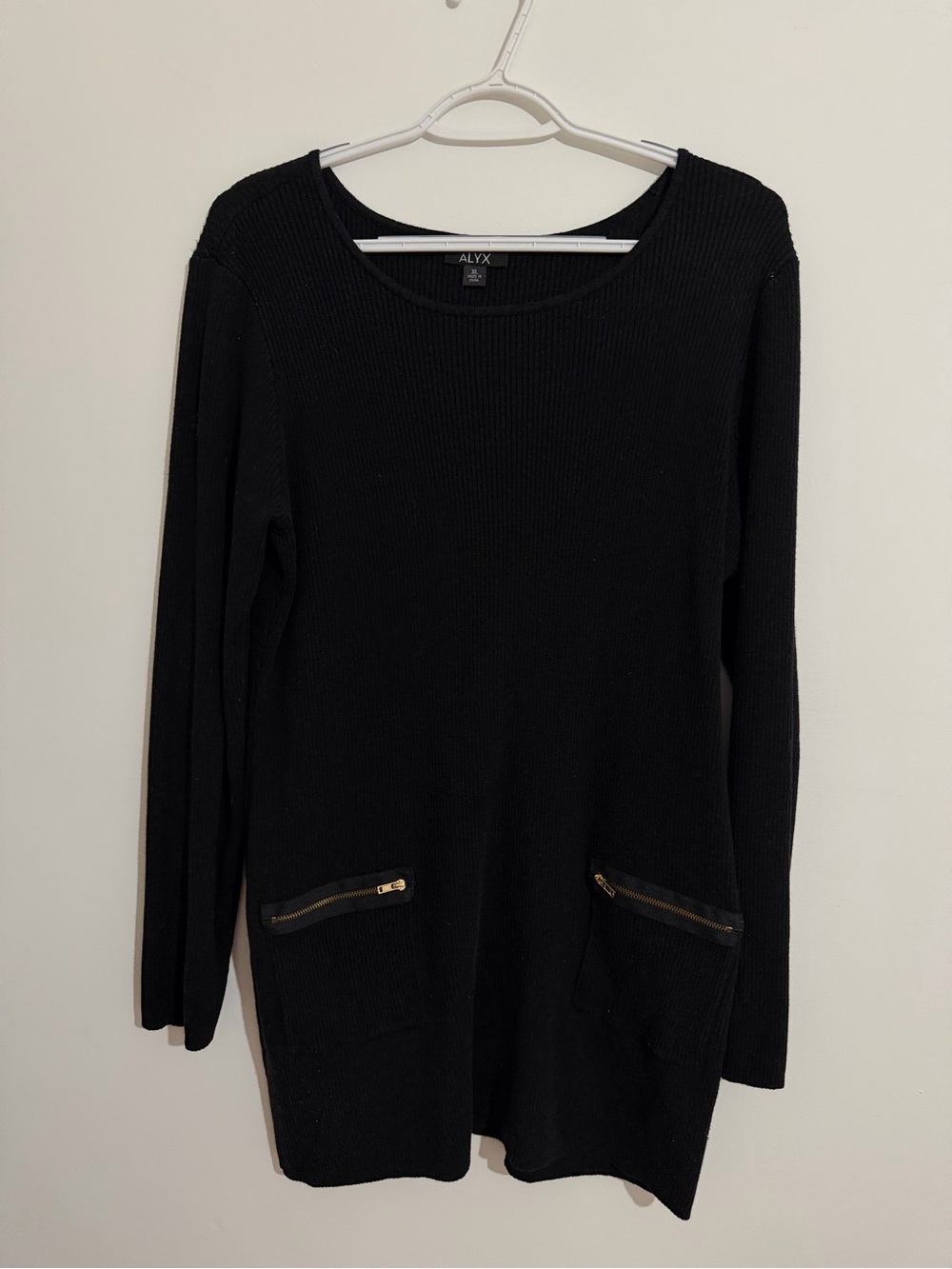 ALYX Long Black Long-Sleeve Knit Sweater with Zip Pockets
